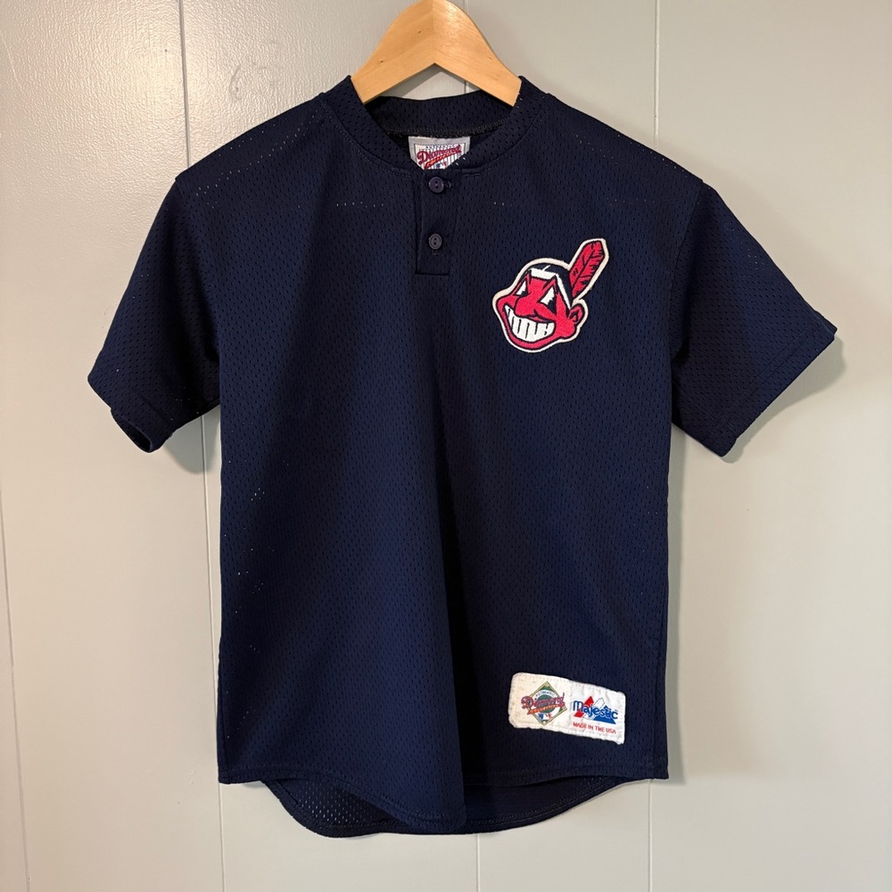 Vintage Cleveland Indians Youth Jersey Majestic Diamond Collection 90s Y2K Large